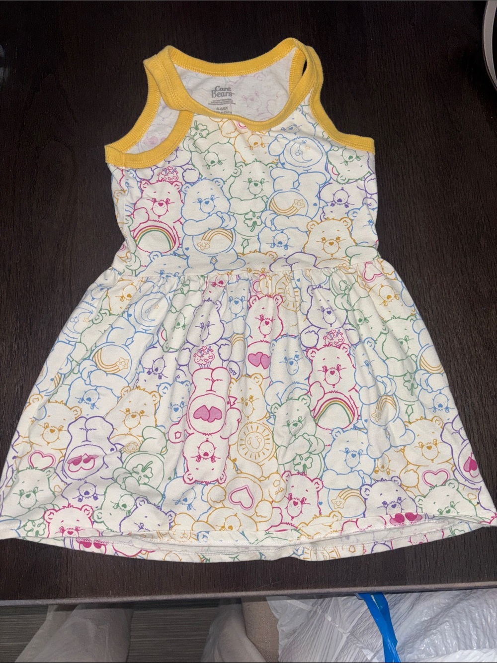 Care Bears Multicolor Outline Tank Dress with Yellow Trim